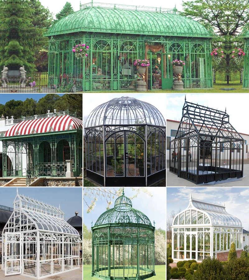 Outdoor large wrought iron metal framed white gazebo for wedding ceremony