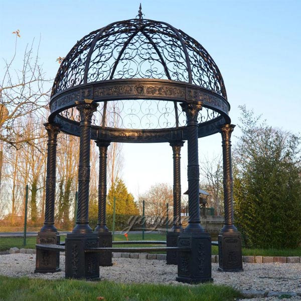 Outdoor large metal garden round hardtop cast iron gazebo with best price