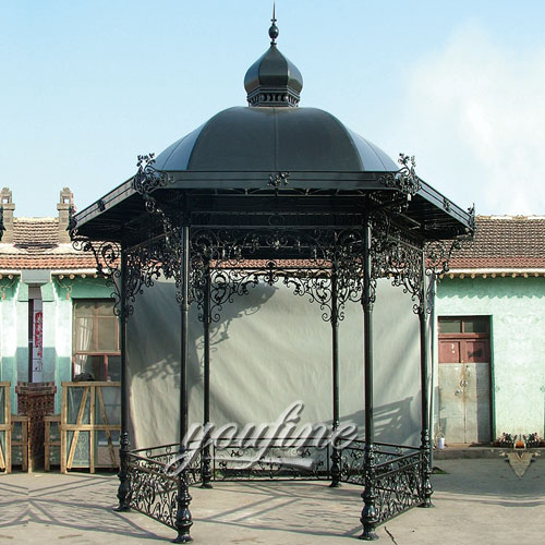 Buying small outdoor garden round screened hardtop gazebo with best price