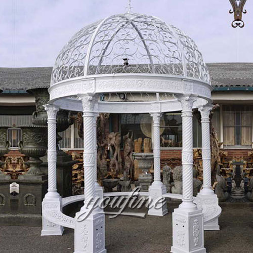 Buying outdoor White marble metal roof gazebo for garden decor