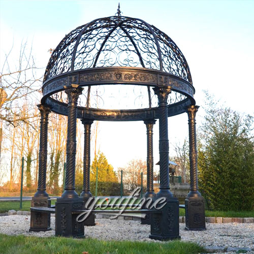 Outdoor large metal garden round hardtop cast iron gazebo with best price