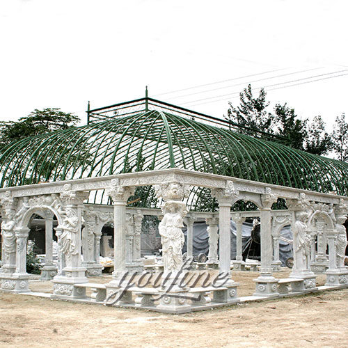 Large gazebo with luxury white marble and lady statue craving for sale